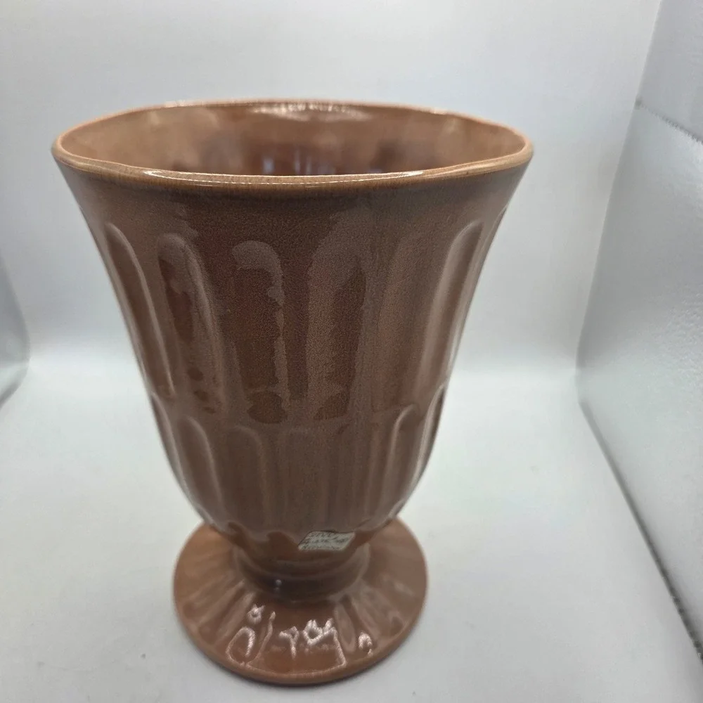 Vintage Red Wing Pottery M-1575 Brown Fleck Pedestal Vase USA MCM